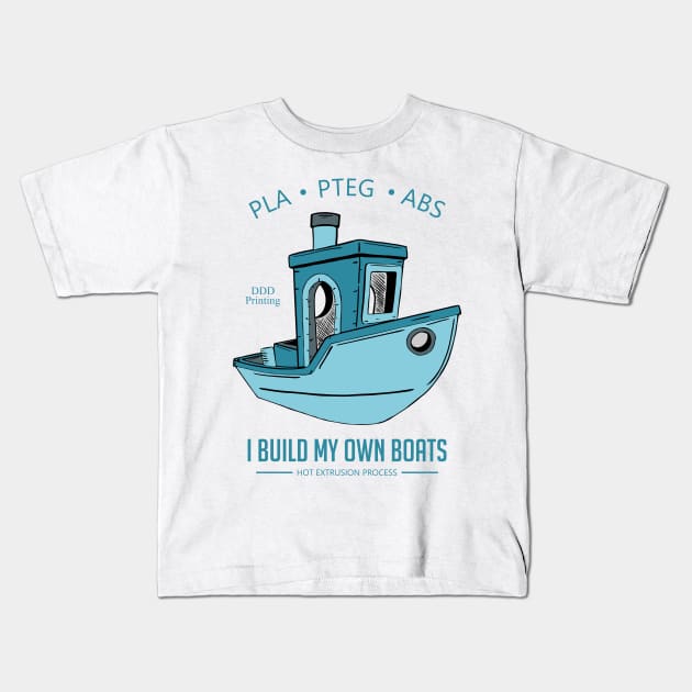 I build my own boats Kids T-Shirt by Fibre Grease